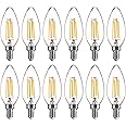 FLSNT 5000K Daylight B10 Dimmable LED E12 Candelabra Bulbs, 40W Equivalent LED Chandelier Light Bulbs, 450LM, Clear Glass Finishing, 12 Pack