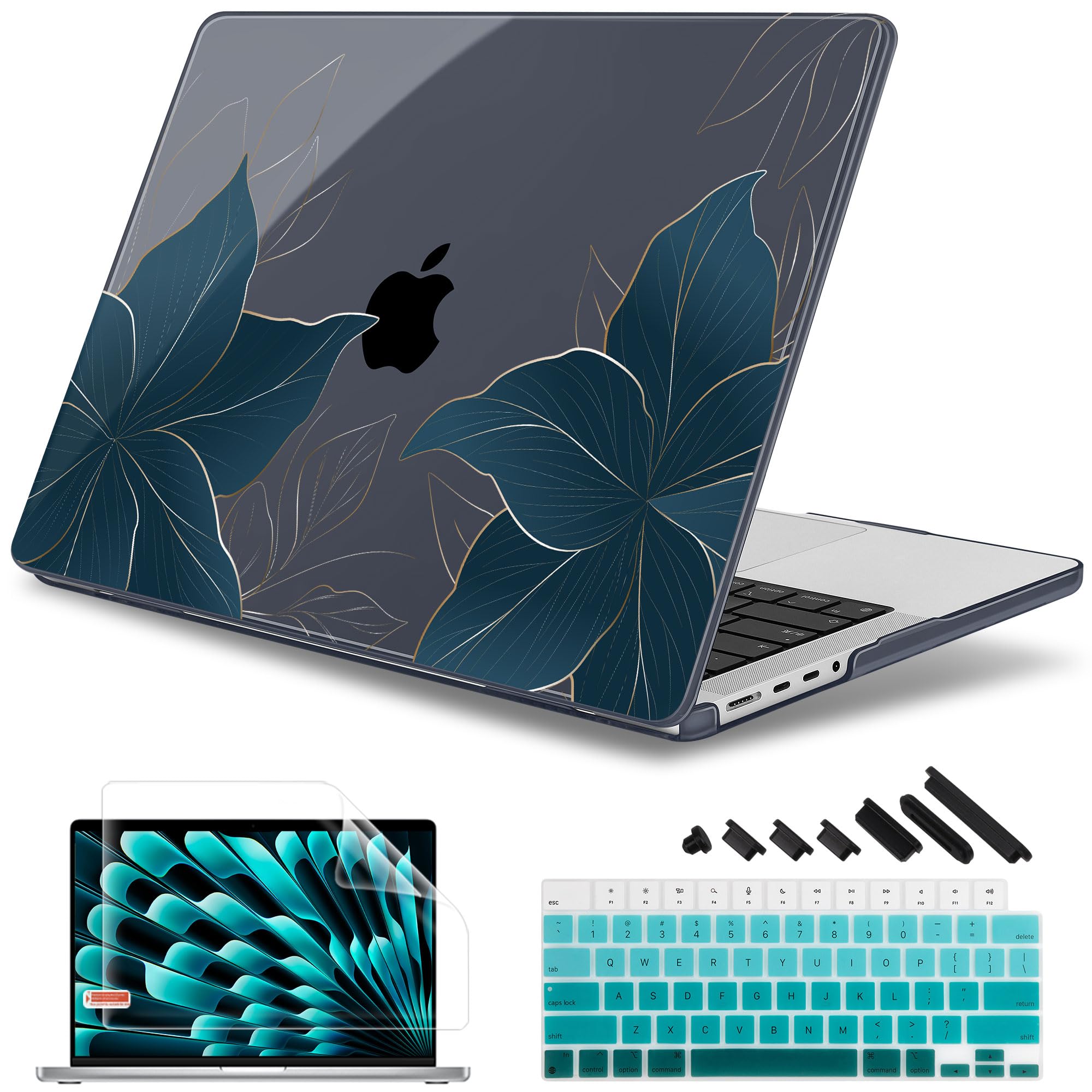 Photo 1 of May Chen Case for M4 MacBook Pro 14 inch Case A3112 A3401 Max A3185, M3 A2918 A2992, M2 A2779 M1 A2442, 2024 2023 2022 2021 Release, Plastic Hard Shell with Keyboard Cover, Golden Flowers