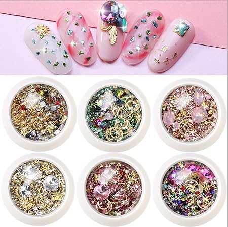 Amazon Perriberry ネイル パーツ かわいい レジン 封入 6個セット ネイルアート ジェルネイル ラメ ラインストーン 6コセット Perriberry ジュエリーパーツ 通販