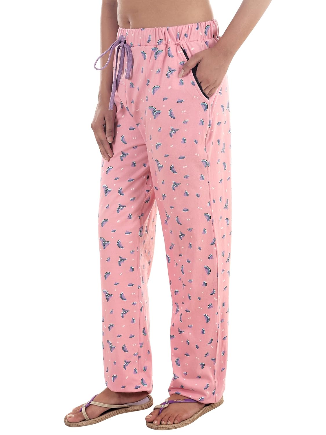 9teenagain women's hosiery night pyjama (pink floral print)