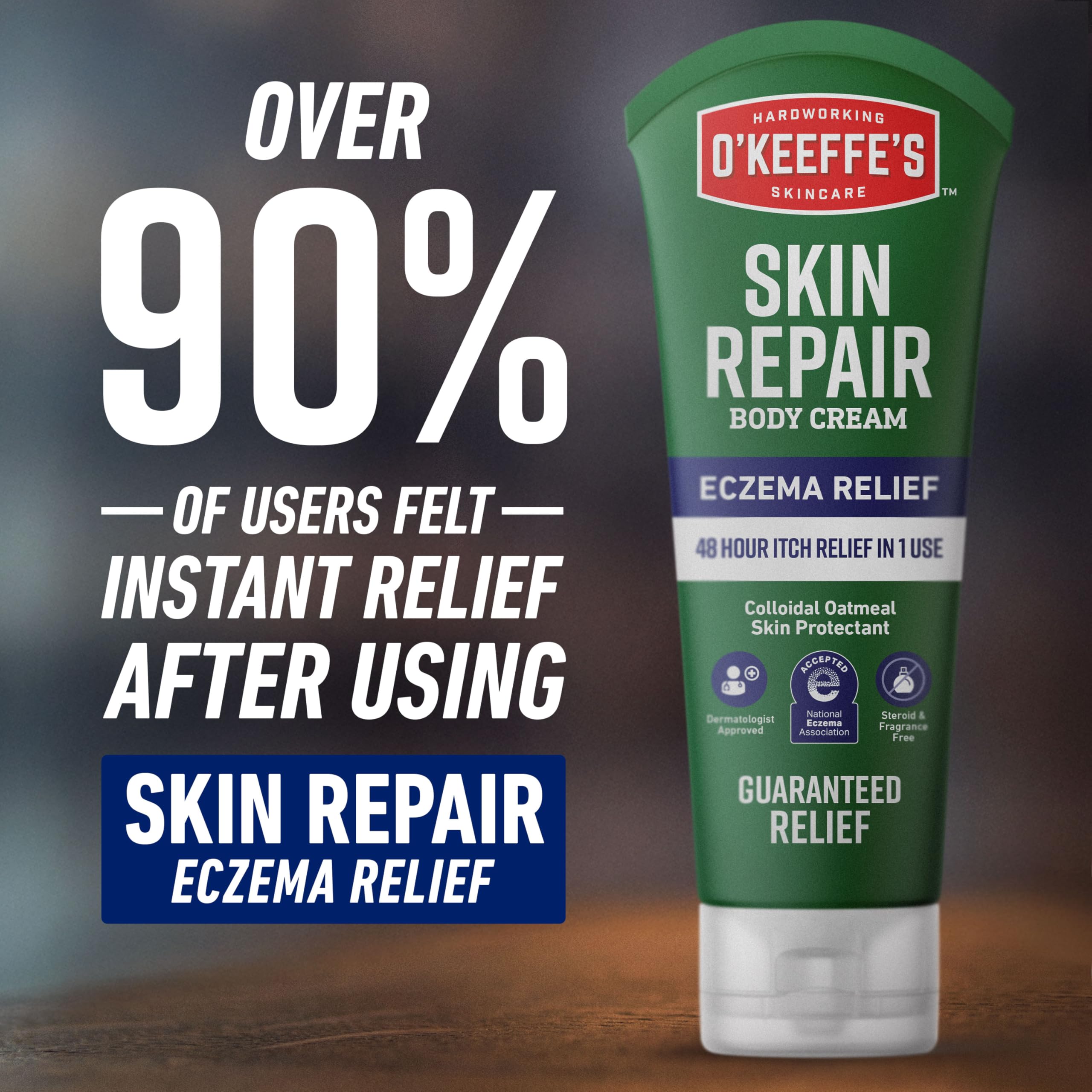 O’Keeffe’s Skin Repair Eczema Relief Body Cream, 7oz Tube (Pack of 1) – 48 Hour Itch Relief in One Use