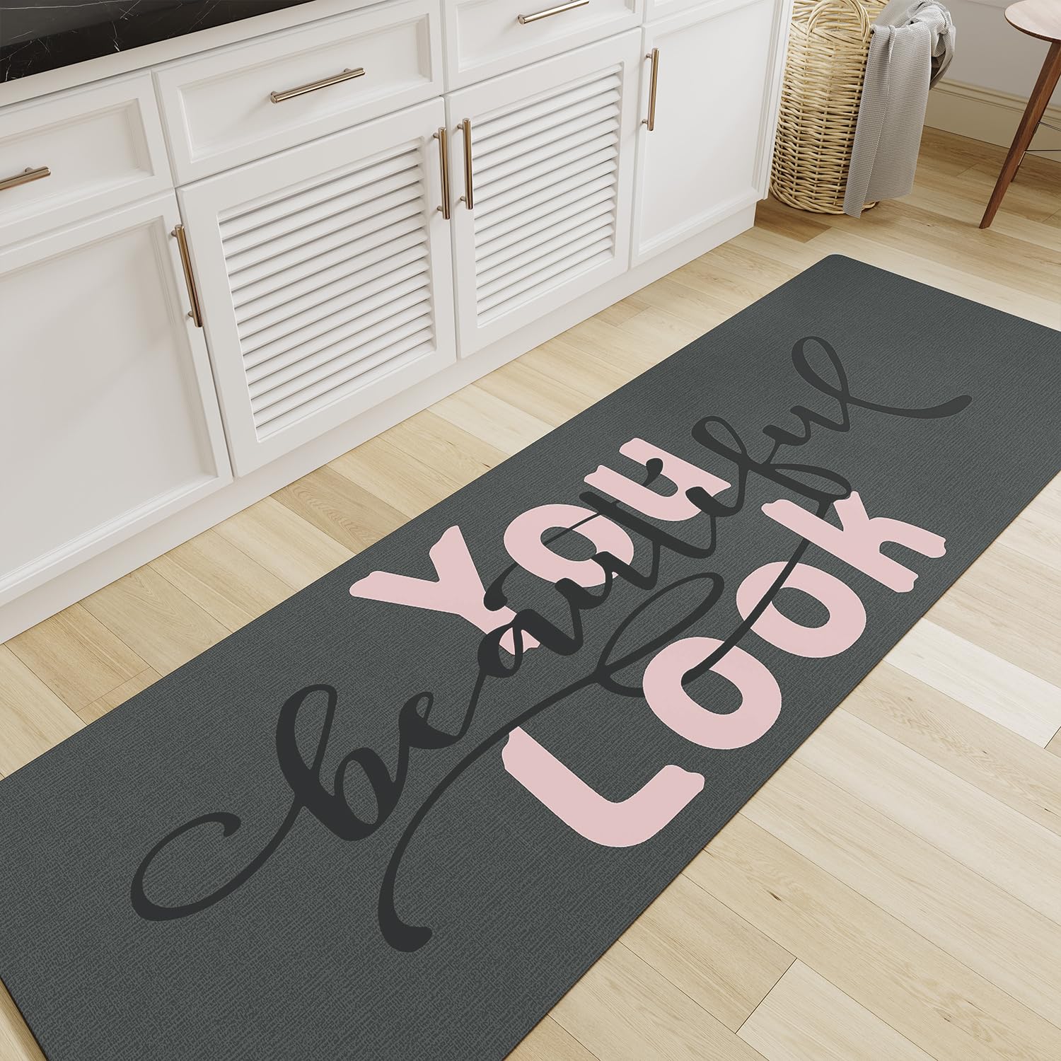 MontVoo-Bath Mat Rug Long Non Slip Super Absorbent Bathroom Runner Stain Resistant Quick Dry Thin Bathroom Mat Fit Under Door-24"x70",Pink