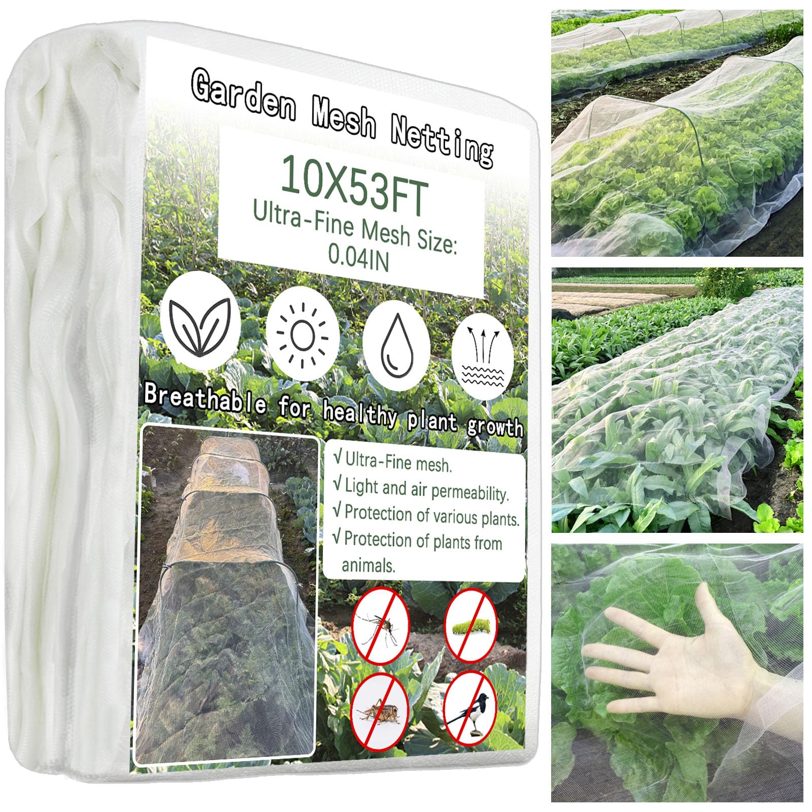HzNzYHD Garden Netting for Veg Patch Fine Mesh - 3x16M, Anti Bird Butterfly Netting, Garden Insect Netting for Vegetable Plants Fruits Flowers Crops Protection