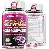 Multivitamin for Women 50 Plus Gummies, Vegan Omega 3, Methylfolate, Calcium, D3 K2, CoQ10, Daily Vitamin A C E, Methylated B12, Biotin, B Complex, Zinc - Bone, Energy, Longevity - Sugar Free, 60Count