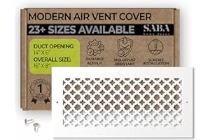 SABA Home Decor Air Vent Cover Grille - Acrylic Plexiglass 6 inch x 14 inch Duct Opening (8 inch x 16 inch Overall) White Finish Decorative Covers for Walls & Ceilings NOT for Floor USE, Venetian