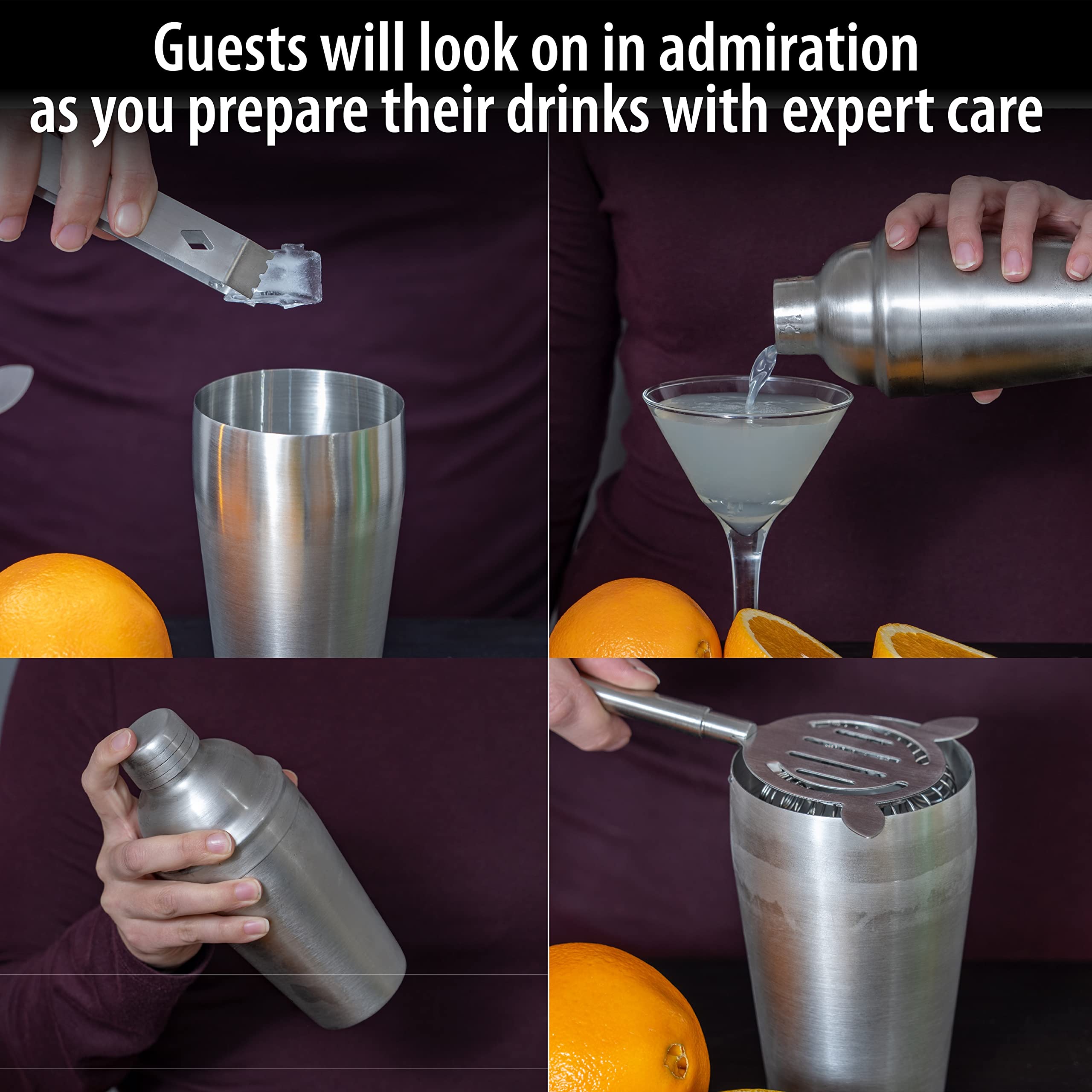 Wyndham House Stainless Steel Bar Set with Cocktail Shaker and All the Tools for Entertaining your Guests, 7-Piece - Image 3