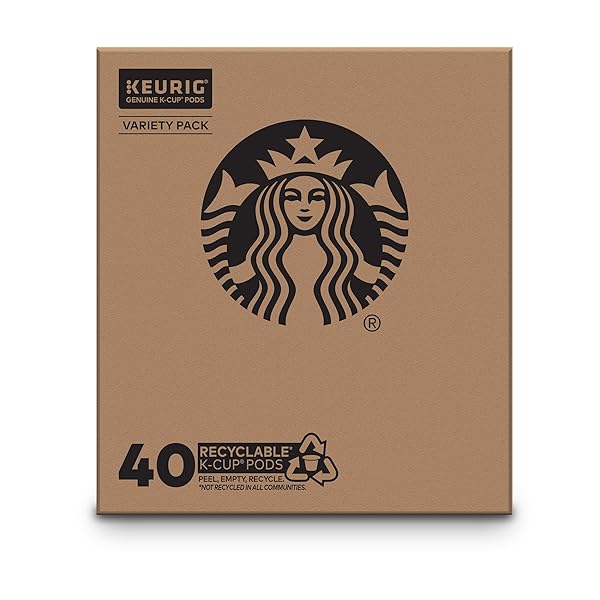 STARBUCKS K-CUP COFFEE PODS, NATURALLY FLAVORED COFFEE VARIETY PACK FOR KEURIG BREWERS, 100% ARABICA, 1 BOX (40 PODS)