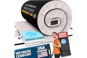 Hazli Matrix Memory Foam Camping Mattress Pad - Roll Up Mattress for Adults - Portable Cot Sleeping Pad for Camping - Floor Mat or Bed Roll for Car, SUV