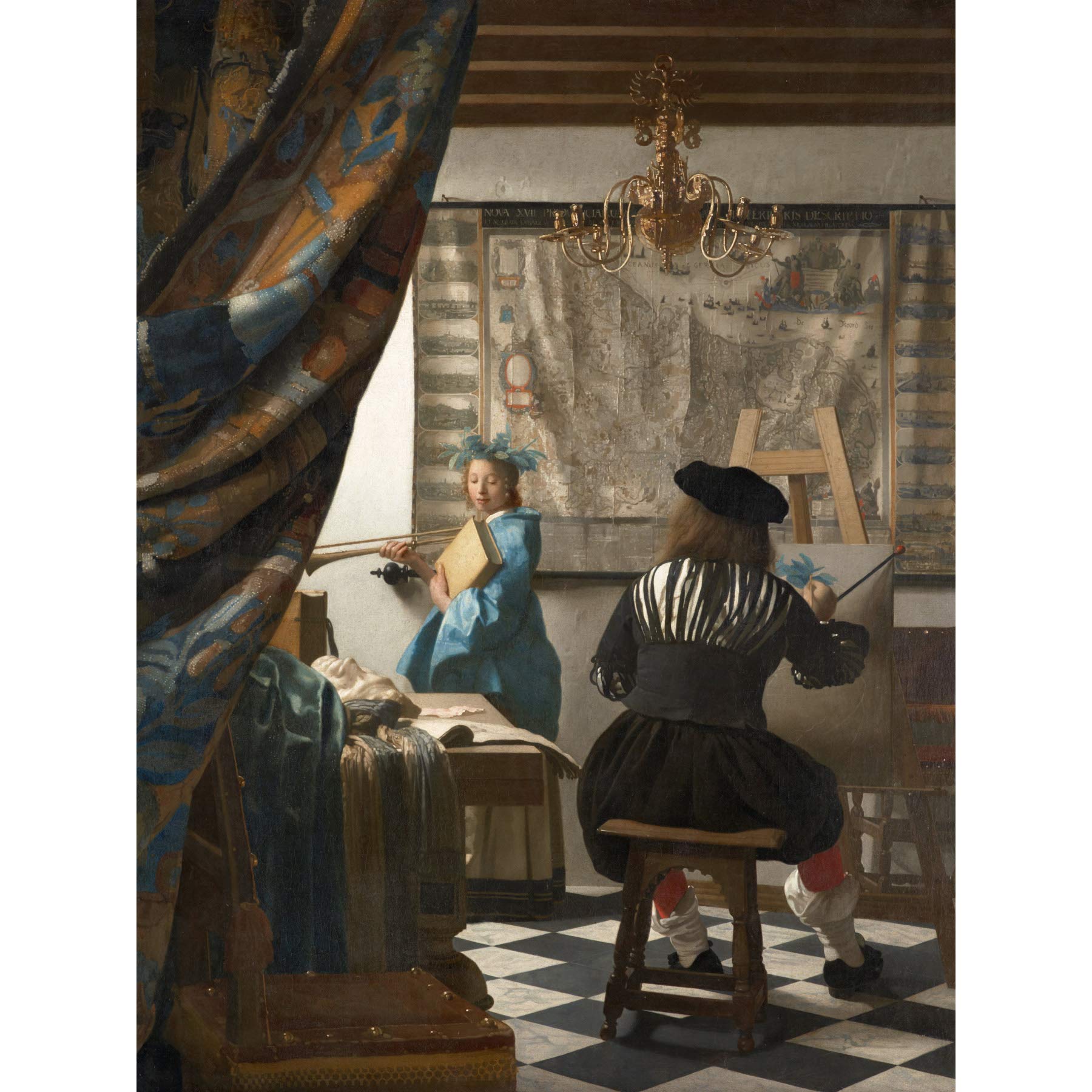 Jan Vermeer The Art Of Painting Extra Large Wall Art Print Premium Canvas Mural
