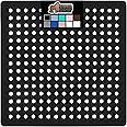 GORILLA GRIP Patented Square Shower Stall Mat, Small Bathtub Floor Mats for Stand Up Showers, Suction Cups and Drainage Holes, Machine Wash, Soft on Feet, Bathroom Accessories 21x21 Inch, Black Opaque