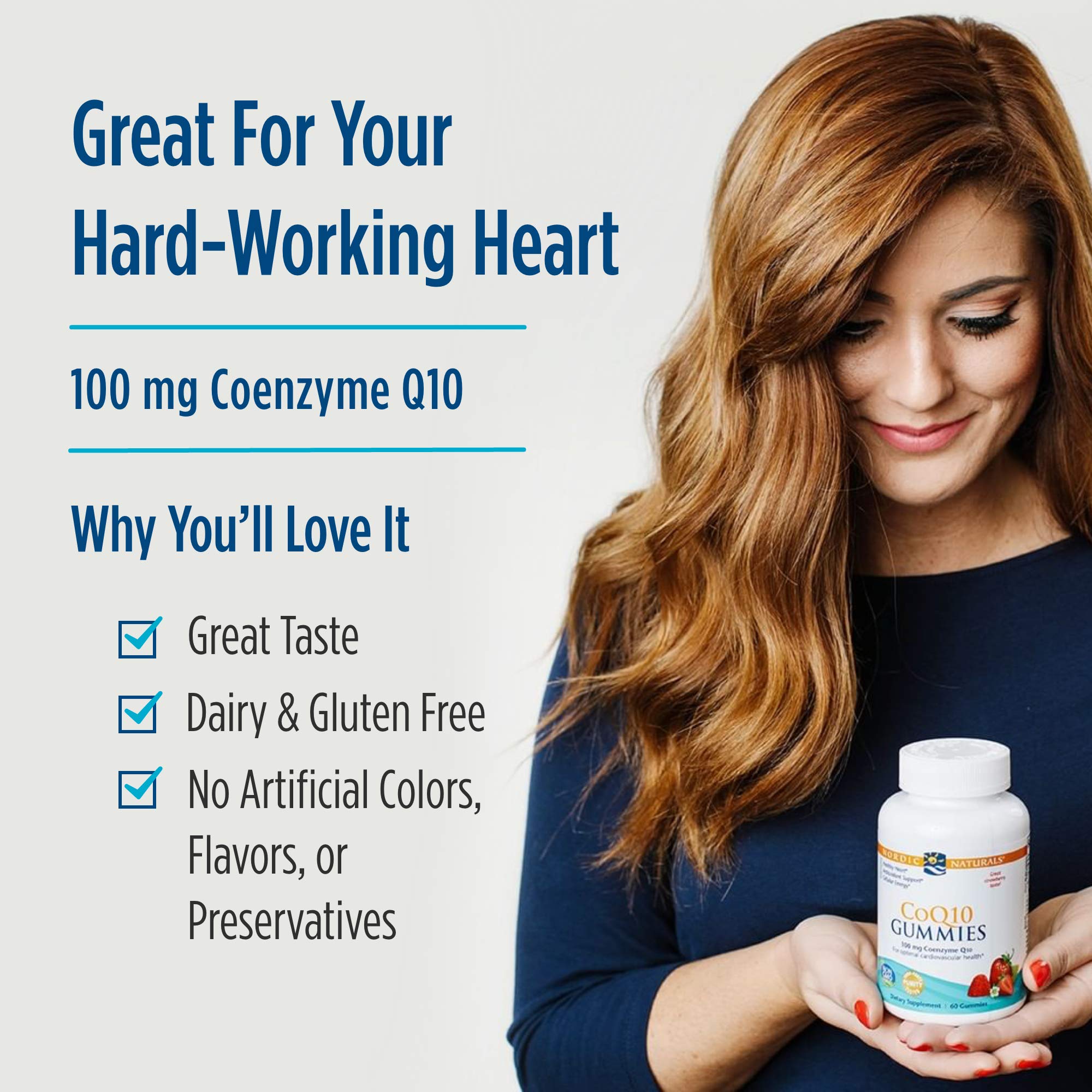 Nordic Naturals CoQ10 Gummies, Strawberry - 60 Gummies - 100 mg Coenzyme Q10 (CoQ10) - Great Taste - Heart Health, Cellular Energy Production, Antioxidant Support - Non-GMO, Vegan - 60 Servings