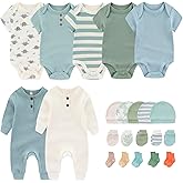 MAMIMAKA Newborn Layette Gift Set 22-Piece Baby Boy Girl Bodysuits Infant Outfits Essentials and Accessories 0-12 Months