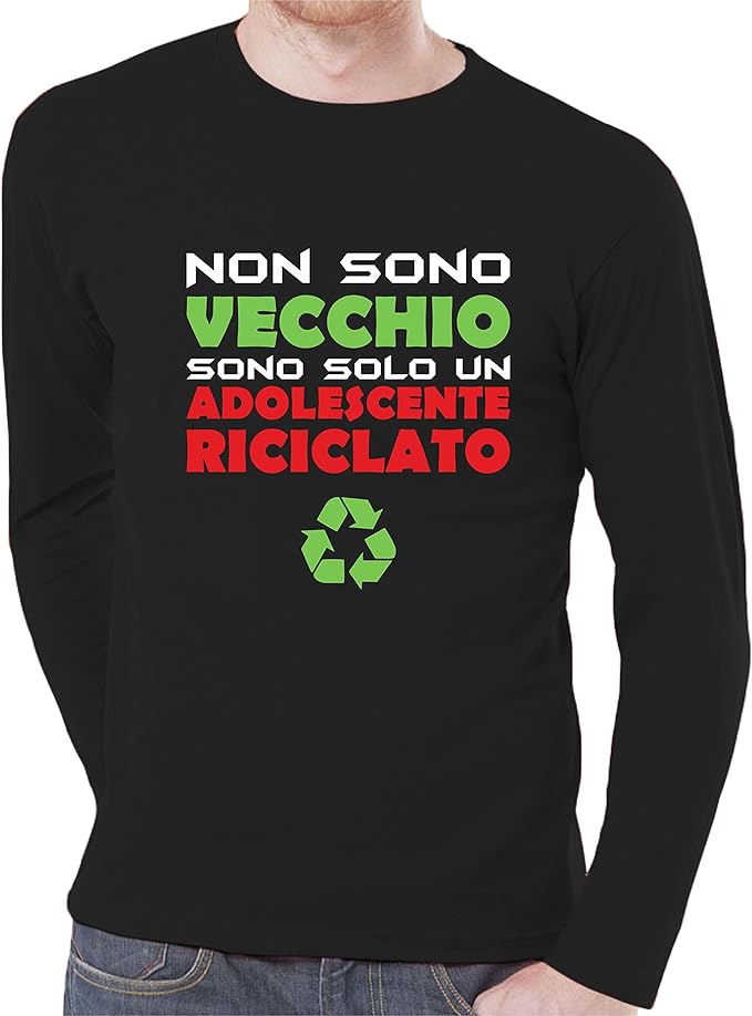 Bemode T Shirt Uomo Maniche Lunghe Adolescente Riciclato Frasi Divertenti 40 Anni 50 Anni S Nero Amazon It Abbigliamento