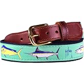 Guy Harvey Mens Leather Tab Belts