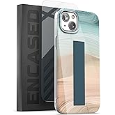 ENCASED Loop Case for iPhone 14 Plus 6.7" with Hand Strap Grip and Tempered Glass Screen Protector (Abstract Ocean)
