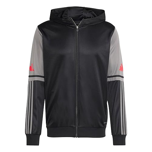 adidas Men's SQUADRA25 HOODY black/team grey four/pure ruby, XL Long