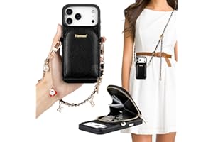 Hanman Crossbody Wallet Case for iPhone 17 Pro Max,RFID Blocking PU Leather Zipper Handbag Purse Cover Suitable for iPhone 17