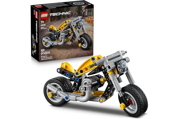 LEGO Technic Yellow Motorcycle Toy - Building Toy for Boys & Girls, Ages 7+ - Model Kit with Detailed Features - Bedroom Decor for Kids - Gift for Birthdays - 42225
