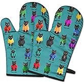 Cat Oven Mitts for Cat Lover,Heat Resistant Kitchen Gloves for Cooking Cooking, Grilling,Baking