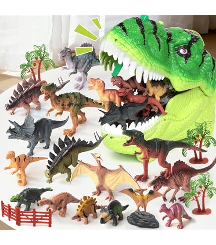 Set De 22 Figuras De Dinosaurios Y 2 Árboles – Mini Juguetes De Plástico Para Aprendizaje Y Juego, Regalo Educativo Para Niños +3 Años