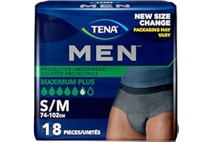 TENA Men Maximum Plus Protective Incontinence Underwear for Men, S/M, 18 Count