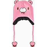 Gloomy Bear Beanie Hat, Peruvian Winter Knit Cap with 3D Ears and Tassels