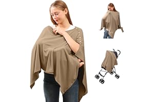 TENTIDE Nursing Cover for Breastfeeding- Viscose from Bamboo Ribbed Covers for Baby Breast Feeding, Full Coverage Privacy, Soft & Breathable Nursing Covers, Multi-Use Shawl Car Seat Cover