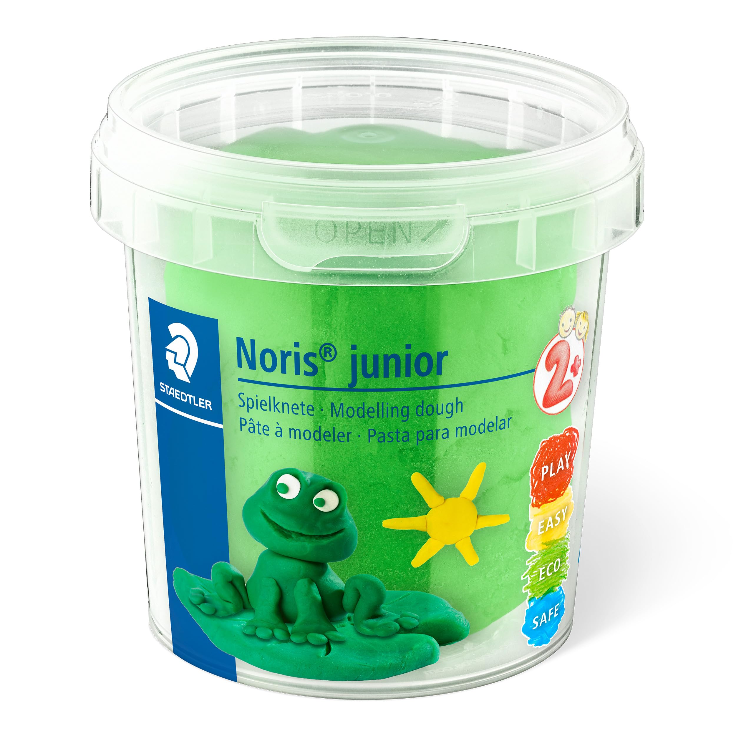 STAEDTLER Noris junior 813 Spielknete "Neon Colours", besonders weich und sauber, klebt nicht, Set mit 4 Töpfchen à 130 g, 813F SLE 5