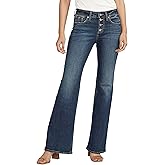 Silver Jeans Co. Women's Suki Mid Rise Curvy Fit Flare Leg Jeans