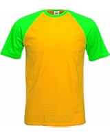 Fruit of the Loom Men's Contrast Baseball Short Sleeve Crew Neck T Shirt