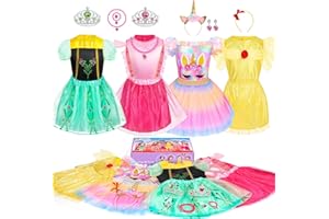 Teuevayl Princess Dress Up for Girls 3 4 5 6, Kids' Dress Up Pretend Play Clothes Princess Toys Gift for Little Girls