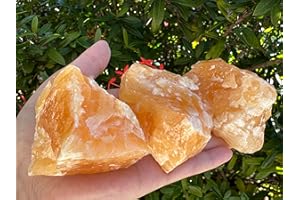 GAF TREASURES Extra Large Orange Calcite Rough Natural Stones, Raw Calcite Orange Crystals (0.25-0.5 Pounds)