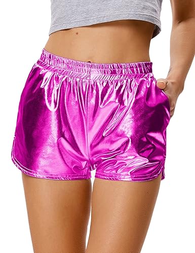 Kate Kasin Damen ausgestattet Wet Look Sport Gym Metallic Shorts lässige Kurze Hose KK862