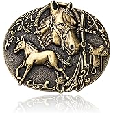 BBOTEN Western Belt Buckle for Men & Women - Rodeo Gun Belt Buckle with Texas Feather Engraved Design