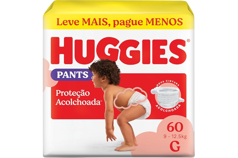 Fralda Pants Huggies Supreme Care, Tamanho G, 9-12,5 kg, 60 Unidades, Estilo Roupinha com Cintura Acolchoada