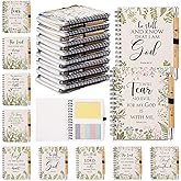 Engrowtic 10 Sets Employee Appreciation Gifts Christian Notebooks Bulk Inspirational Religious Bible Prayer Notepad with Sticky Note Pen for Office Staff Coworkers Church Study (White)
