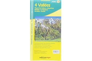 4 Valleys / 4 Vallees (Swiss Alps) - Panoramic Map with hiking routes (English, French, Italian and German Edition)