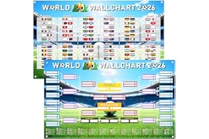 World Football Cup 2026 Posters, 2-in-1 World Wall Chart Cup 100 X 60 cm, interactive Foldable Handwritten Team Information a