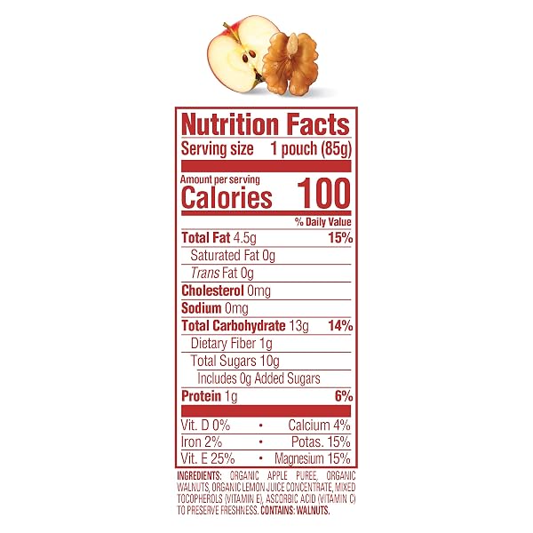 HAPPY BABY ORGANICS NUTTY BLENDS ORGANIC APPLES WITH 1 TSP WALNUT BUTTER 3 OZ POUCH (PACK OF 8)