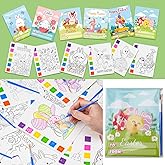 Rotu Easter Basket Stuffers Fillers for Toddlers Easter Gifts for Kids 30 Pack(240 PCS) Mess-Free Watercolor Coloring Books with Easter Cards, Easter Egg Hunt Classroom Prizes Party Favors
