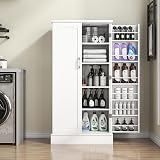 cointwo 47" Kitchen Cupboard with Adjustable Shelves - White Storage Unit view 7