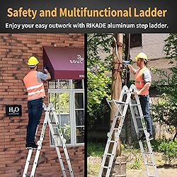 RIKADE 12.5FT Folding Ladder, 7-in-1 Multi Purpose