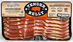 Tender Belly Thick Cut Bacon, Uncured, Seasoned with Freshly Ground Spices - Signature Dry Rub, 10 oz