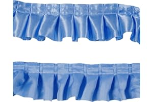 KEHUADIY 10 Yards Satin Ruffle Trim Fabric Trims, Pleated Trimming Chiffon Fabric Ribbons for Sewing Making Crafts Dress Curtain Wedding Costume Pillowcase Supply (Blue)