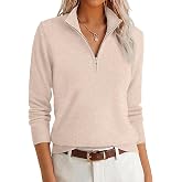 ANRABESS Womens Quarter Zip Fall Lightweight Sweaters | Soft Basic Long Sleeve Pullover Tops, Business Casual Work Outfits, Travel Vacation All Day Wear,Spring Winter Layer Clothing