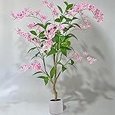 Niwellveb 4FT Artificial Jasmine Tree - Realistic Silk Fake Plant for Home Office Decor, No Maintenance Indoor Faux Tree with Adjustable Branches