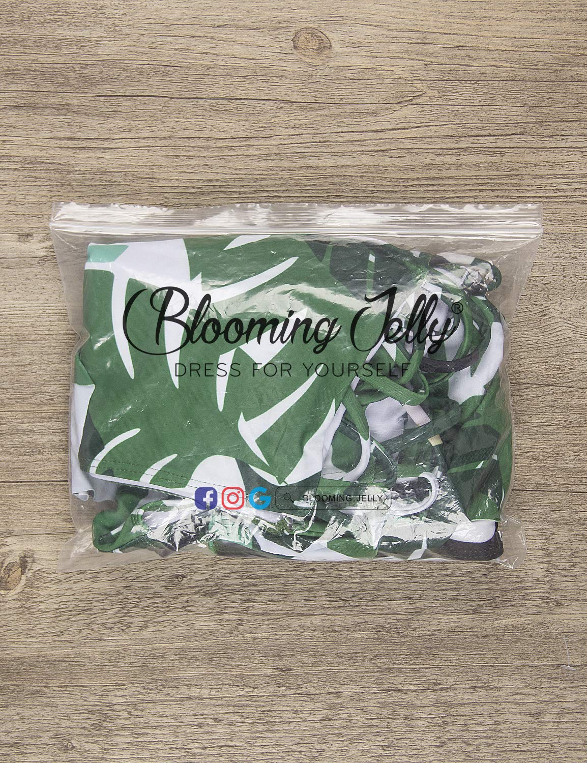 Blooming Jelly Womens Ruffle Bandeau Two Piece Swimwear Swimsiut High Waisted Bikini Sets for Women Green,M