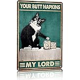Crazysign Funny Cat Bathroom Toilet Decor Sign Tuxedo Cat Your Butt Napkin My Lord Tin Sign for Cat Lovers Gift 8x12 INCH (3055)