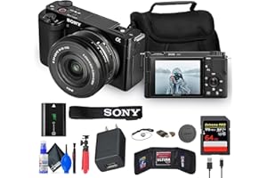 Sony ZV-E10 Mirrorless Camera with 16-50mm Lens (Black) (ILCZV-E10L/B) + 64GB Memory Card + Card Reader + Case + Flex Tripod 