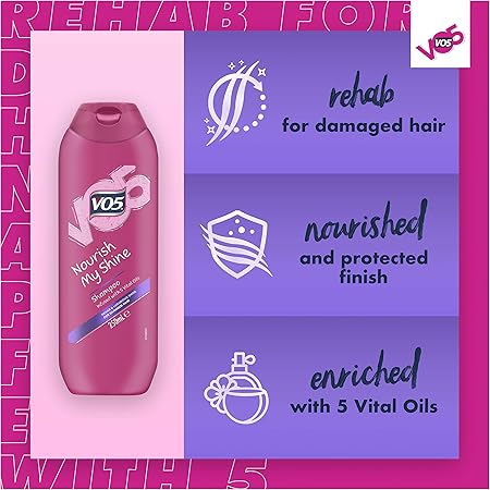 Vo5 Nourish My Shine Infused With 5 Vital Oils Shampoo For Damaged Hair 250 Ml Pack Of 6 Amazon Co Uk Beauty